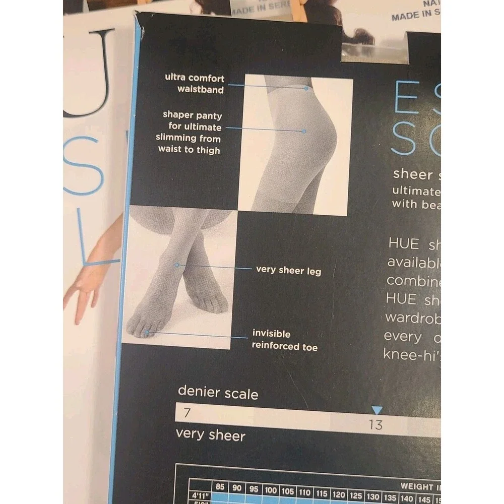 (3) HUE Essential Solutions Sheer Shaper Size 1 Natural Style 6477N Pantyhose